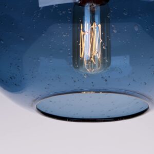 ARIAMOTION Pendant Lighting for Kitchen Island Blown Glass Blue Modern Seeded Bubbles Mini Light Fixtures Dining table Bathroom Bedroom Sink Brushed Nickel 8.5 inch Diam 2 Pack