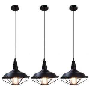 SESIMENT Farmhouse Pendant Light, Black Pendant Light, Industrial Pendant Light, Kitchen Pendant Light, Pendant Lights Kitchen Island,Island Pendant Lights for Kitchen,Bedroom, Living Room