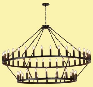 celimi large wagon wheel chandelier black round modern farmhouse 2 tier 54-lighting fixtures for high ceilings, dining room,living room