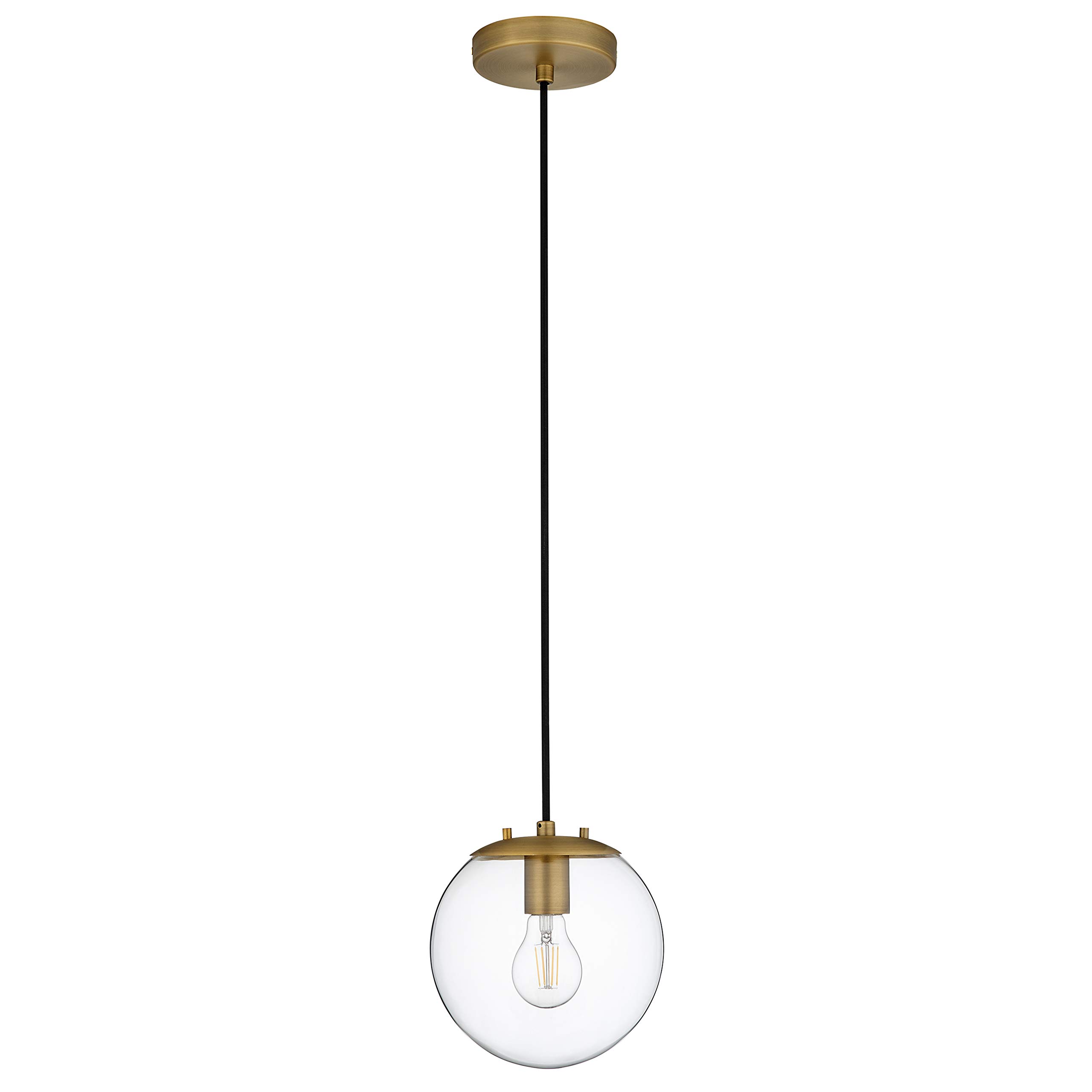 Linea di Liara Sferra Modern Large Glass Pendant Light Kitchen Island Brass Pendant Lighting Clear Glass Globe Pendant Light Mid Century Hanging Light Fixture, LED Bulb Included, UL Listed