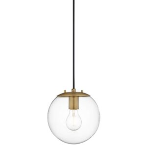 Linea di Liara Sferra Modern Large Glass Pendant Light Kitchen Island Brass Pendant Lighting Clear Glass Globe Pendant Light Mid Century Hanging Light Fixture, LED Bulb Included, UL Listed