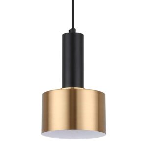 modern mini pendant light with 4w led bulb, one-light adjustable metal pendant lighting fixture for kitchen island cafe bar, gold and black
