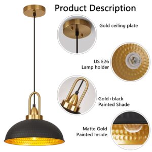 ALAISLYC Black Pendant Lights Matte Pendant Lighting for Kitchen Island Industrial Adjustable Height Vintage Dome Hanging Light Fixtures for Barn, Dining Room 3 Pack