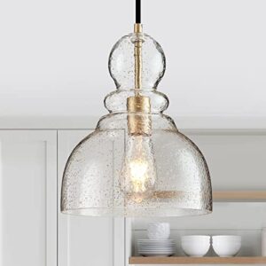 fookchak gold pendant light, modern glass pendant lighting over table 10inch large brass ceiling haning light fixture for kitchen island kitchen sink dining room hallway entrance, 1-light e26