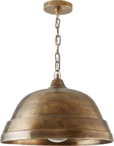 capital lighting 330311xb sedona handcrafted sand-cast aluminum industrial metal dome pendant, 1-light 100 watts, 12" h x 18" w, oxidized brass