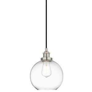 Linea di Liara Primo Large Brushed Nickel Glass Globe Pendant Light Fixture Farmhouse Pendant Lighting for Kitchen Island Mid Century Modern Ceiling Light Clear Glass Shade, UL Listed
