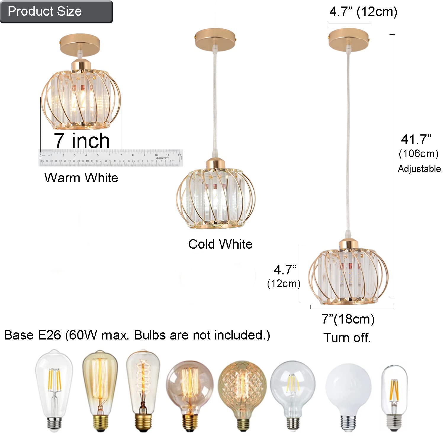 SZHDDLAM•Gold Pendant Light Fixtures,Kitchen Pendant Lighting Over Island,Modern Farmhouse Pendant Lights,Small Crystal Ceiling Light Fixture for Entryway Hallway