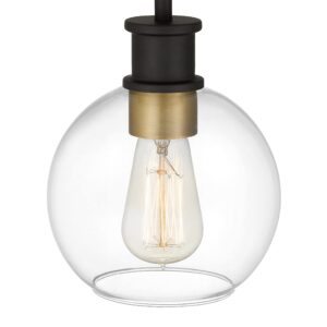 Tawson Dan Pendant Lighting, Island Pendant lights with 6.5 inch Clear Globe Glass Shade in Black and Gold Finish for Kitchen Island, Hallway, Entryway, Dining Room, Bedroom, Bulbs Not Included