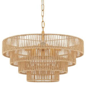 elyccupa 6-lights hand-woven rattan pendant light 4 round transitional minimalist boho large pendant light for kitchen island dining room living room hallway, dia 20 inch, ul listed