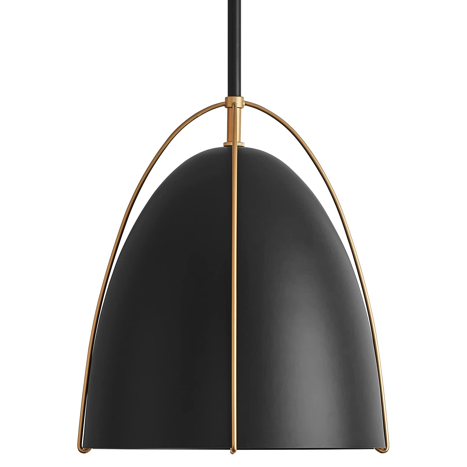 FookChak Black Dome Pendant Light 10in 1-Light Kitchen Pendant Lighting Egg-Shaped Black Gold Pendant Light Fixture for Kitchen Island, Dining Room,Kitchen Sink,Bar,10inԺåE26