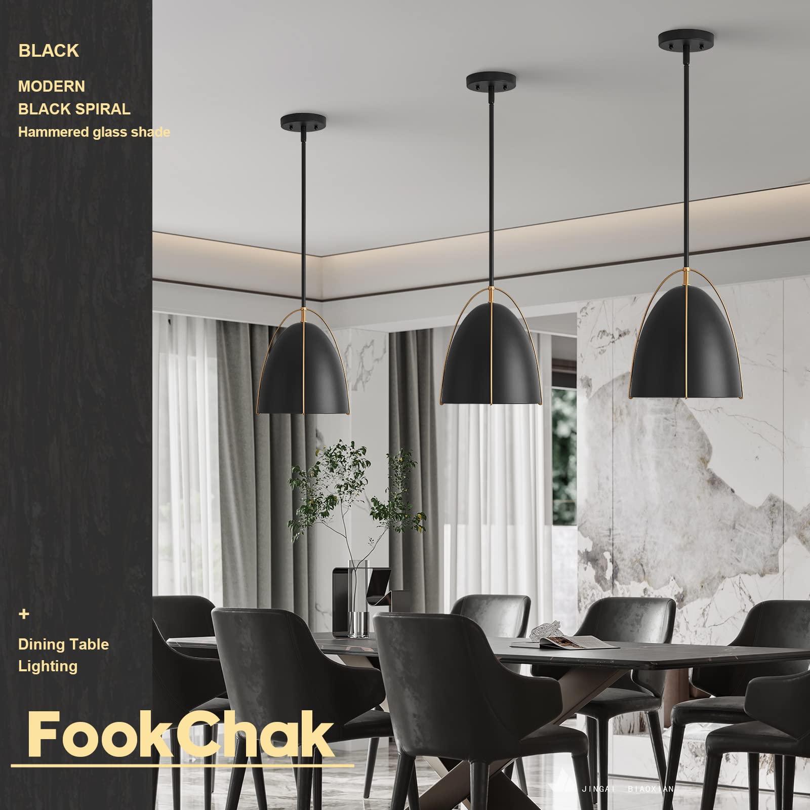 FookChak Black Dome Pendant Light 10in 1-Light Kitchen Pendant Lighting Egg-Shaped Black Gold Pendant Light Fixture for Kitchen Island, Dining Room,Kitchen Sink,Bar,10inԺåE26