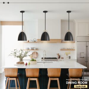 FookChak Black Dome Pendant Light 10in 1-Light Kitchen Pendant Lighting Egg-Shaped Black Gold Pendant Light Fixture for Kitchen Island, Dining Room,Kitchen Sink,Bar,10inԺåE26