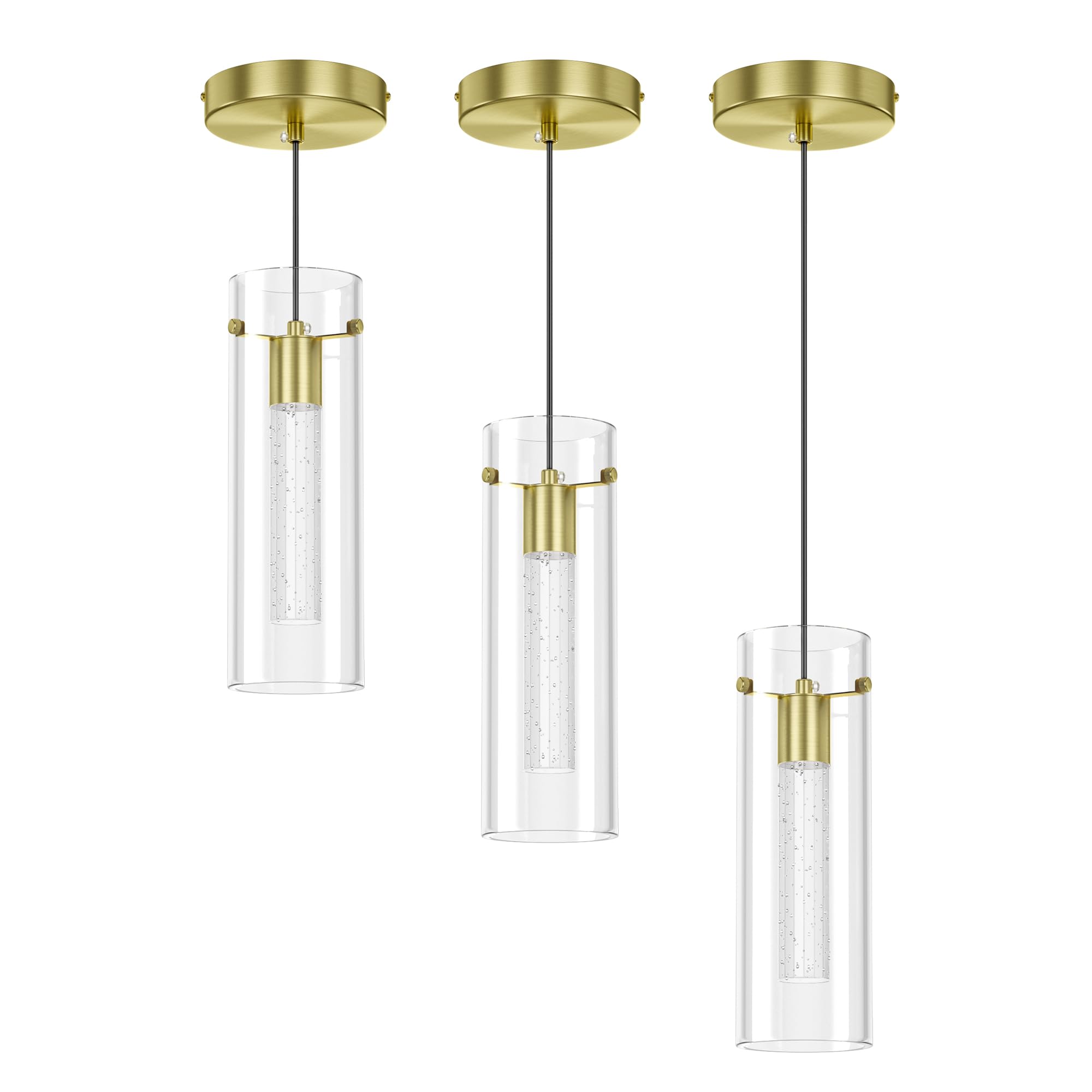 Aipsun Pendant Lights Kitchen Island 3 Pack Gold Ceiling Hanging Light 3000K Modern LED Pendant Lights Fixtures for Kitchen Dining Room