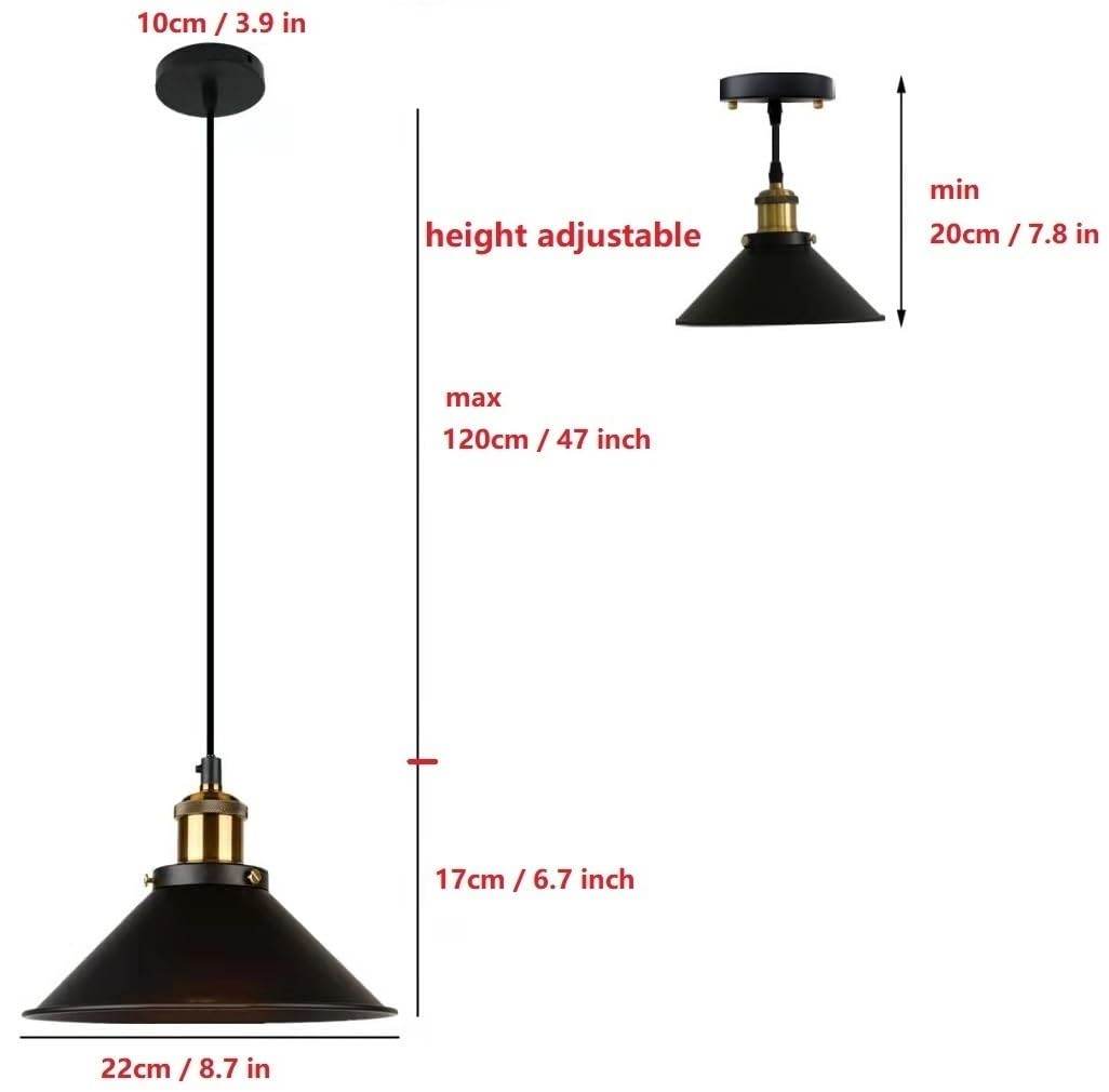 ANUOMY 1 Pack Battery Operated Pendant Light with Remote,indoor Black No Wiring Ceiling Hanging Lamp,Vintage Wireless Pendant Lighting Chandelier Fixture for Farmhouse Dining Room Kitchen Island