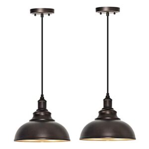 ALAISLYC 2 Pack Bronze Pendant Lights Kitchen Island Industrial Adjustable Hanging Barn Light Fixtures