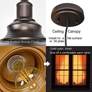 ALAISLYC 2 Pack Bronze Pendant Lights Kitchen Island Industrial Adjustable Hanging Barn Light Fixtures