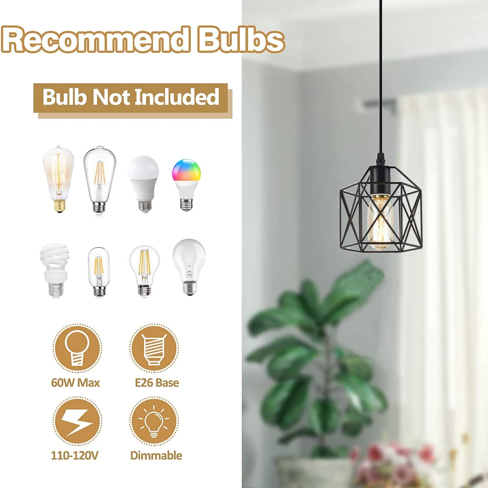 NAANN Black Pendant Light, Farmhouse Rustic Vintage Hanging Lamp Industrial Metal Mini Cage Pendant Lighting Fixture for Kitchen Island Bedroom Hallway, E26 Base