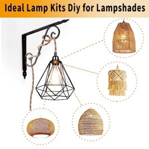 HESSION Rattan Wrapped Extension Hanging Lantern Cord, Plug-in Pendant Light with Hemp Cord - 15ft, E26/E27 Compatible Plug in Vintage Fabric Lamp Cord - Ideal for Rustic Lighting and Boho Style Decor