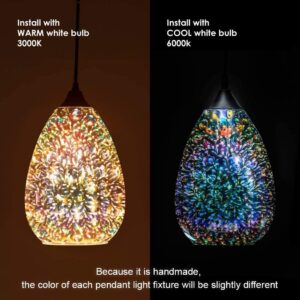 Pendant Lights for Kitchen Island, Glass Modern Hanging Ceiling Light Fixtures Dining Table Bathroom Bedroom Sink Bar, 3-Light Pendant Kitchen Lighting with Colored Shade 6 inch Diam