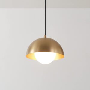 Globe Electric 65696 Amelia 1-Light Plug-in Pendant Lighting, Matte Brass, Frosted Glass Shade, Bulb Not Included