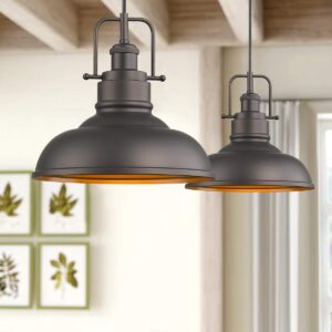 zeyu Farmhouse Pendant Light, 1-Light Industrial Hanging Light Fixture 11-inch, Oil Rubbed Bronze Finish, 016-1 ORB
