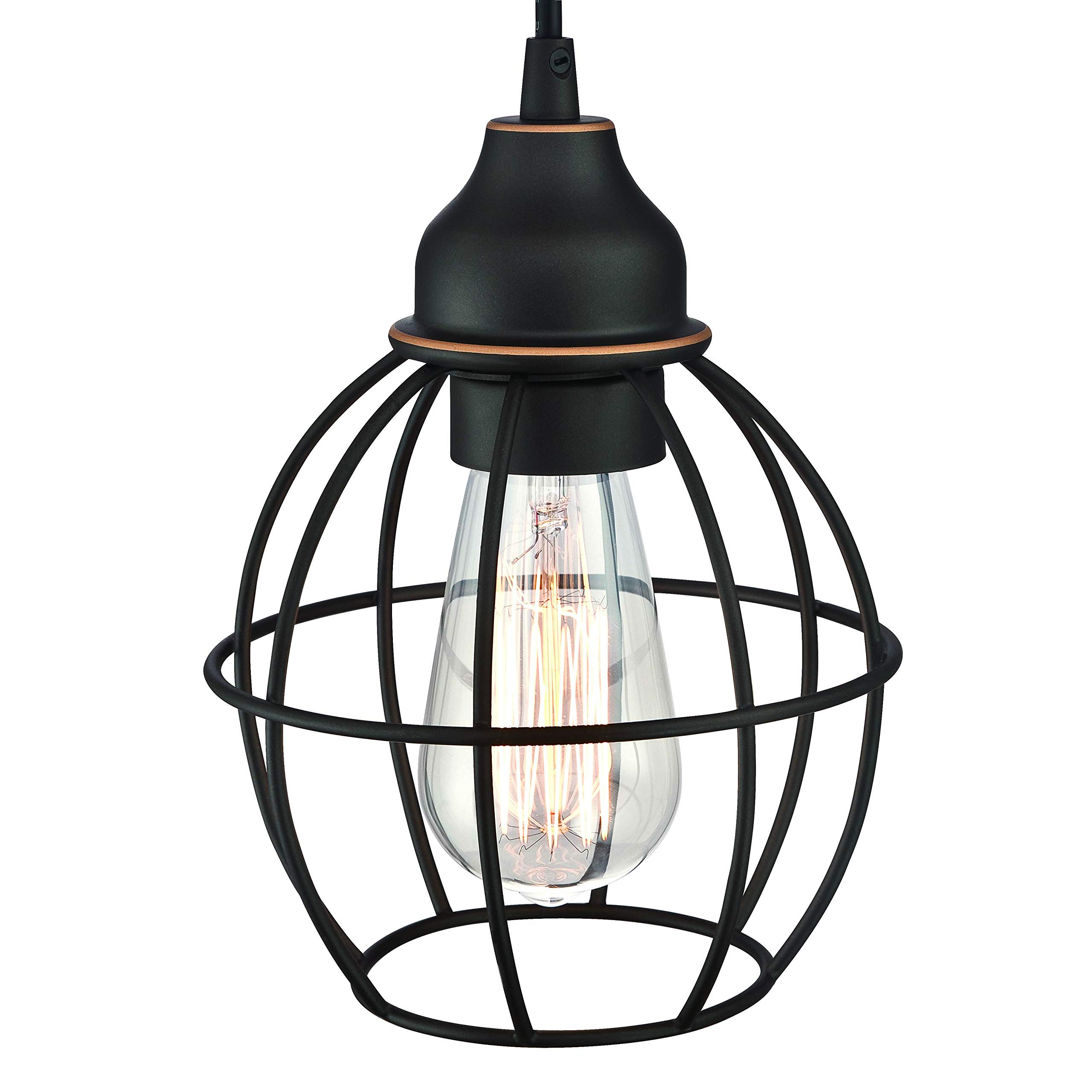 WISBEAM Dark Bronze Kitchen Island Pendant Lighting Fixture, Cage Hanging Pendant Lights with E26 Medium Base Max. 60 Watts, Bulbs not Included, 2-Pack