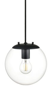 linea di liara sferra modern large glass pendant light kitchen island black pendant lighting clear glass globe pendant light mid century hanging light fixture, led edison bulb included, ul listed