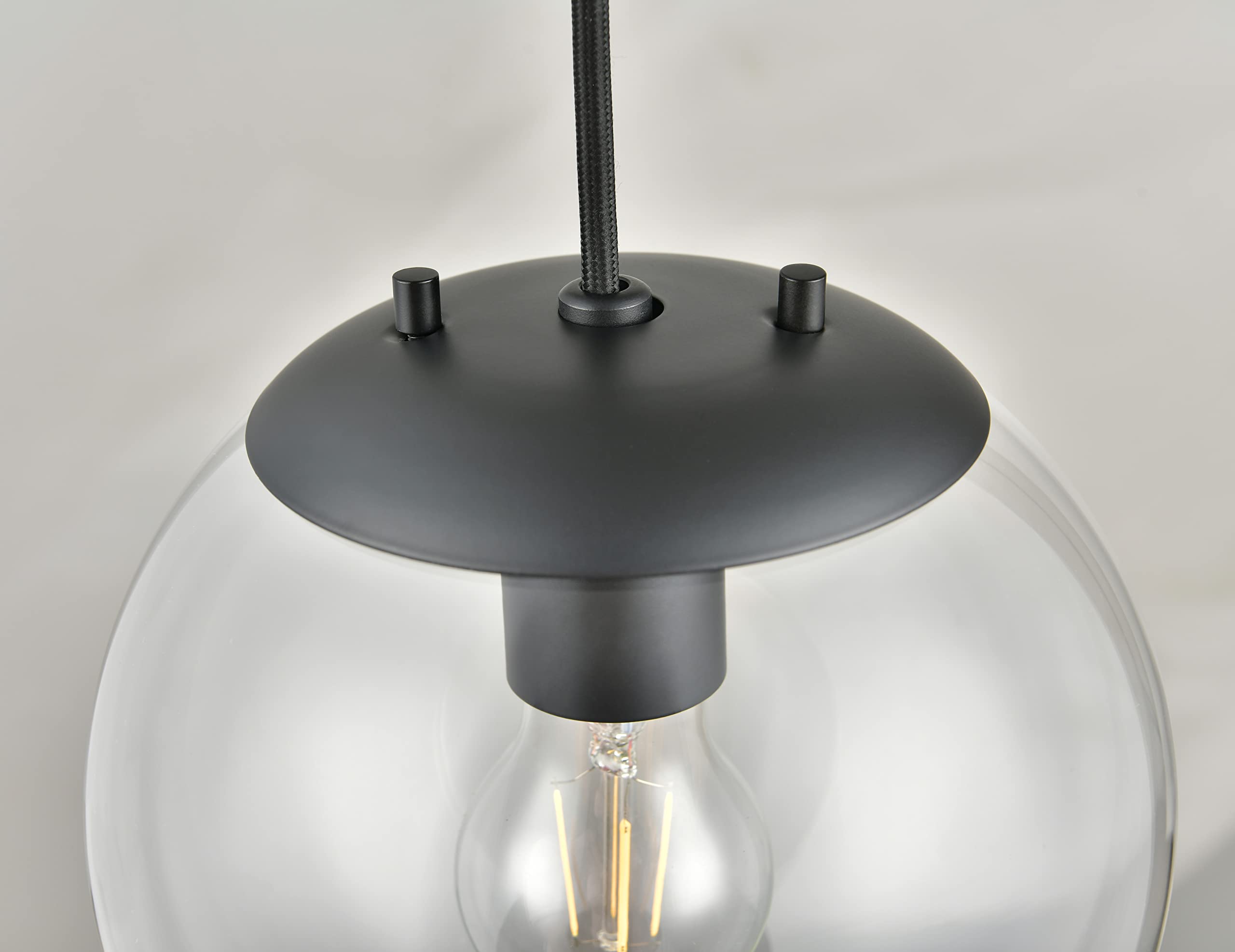 Linea di Liara Sferra Modern Large Glass Pendant Light Kitchen Island Black Pendant Lighting Clear Glass Globe Pendant Light Mid Century Hanging Light Fixture, LED Edison Bulb Included, UL Listed