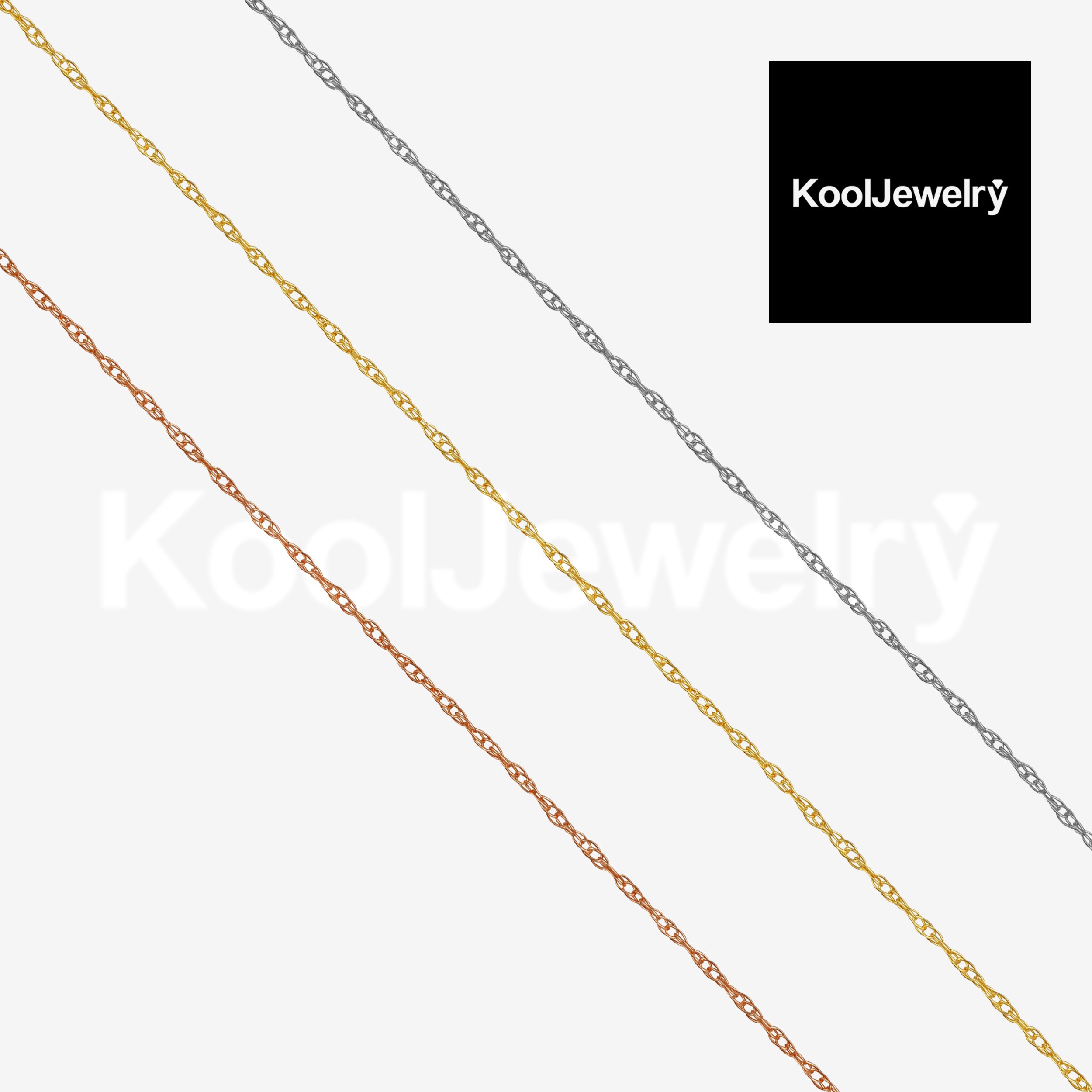 Kooljewelry 10k Yellow Gold Rope Chain Pendant Necklace (0.8 mm, 20 inch)