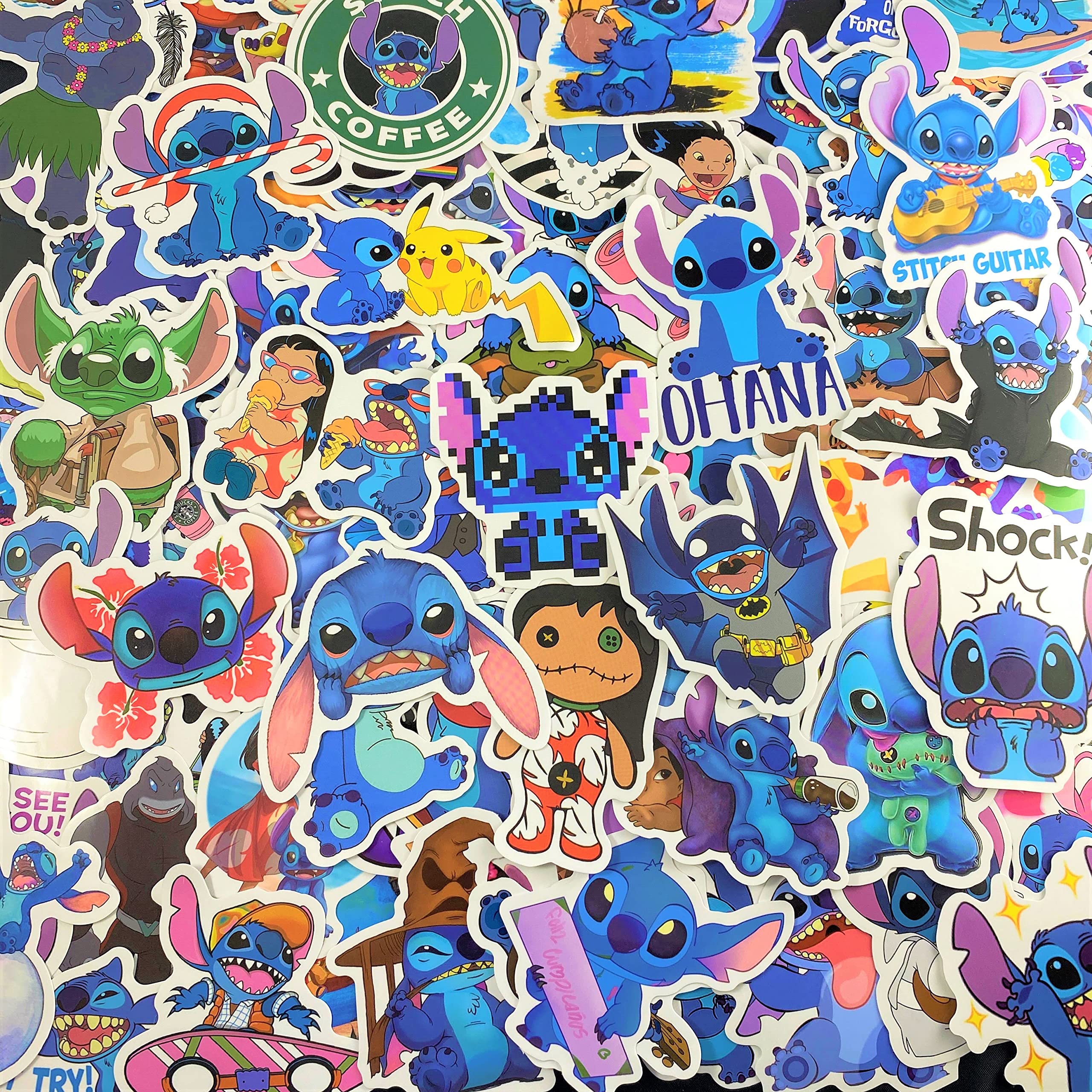 Stitch Caroon Stickers(100pcs) Waterproof Vinyl for Waterbottle Laptop Luggage Car Motorcycle Bicycle Fridge DIY Styling Vinyl Home