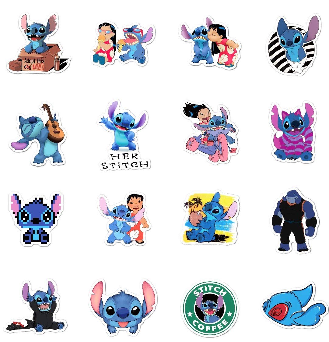 Stitch Caroon Stickers(100pcs) Waterproof Vinyl for Waterbottle Laptop Luggage Car Motorcycle Bicycle Fridge DIY Styling Vinyl Home