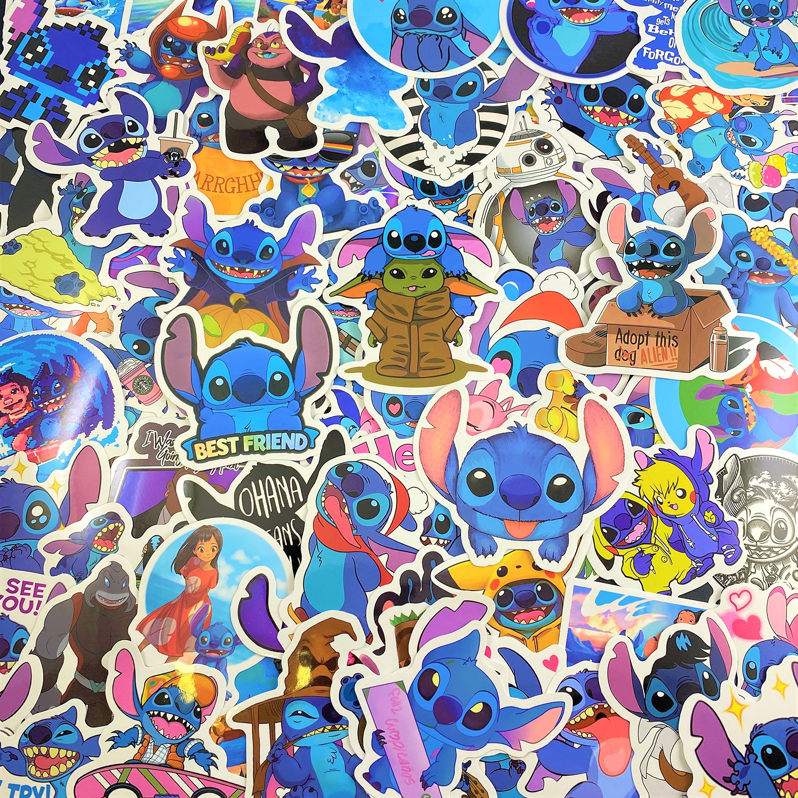 Stitch Caroon Stickers(100pcs) Waterproof Vinyl for Waterbottle Laptop Luggage Car Motorcycle Bicycle Fridge DIY Styling Vinyl Home