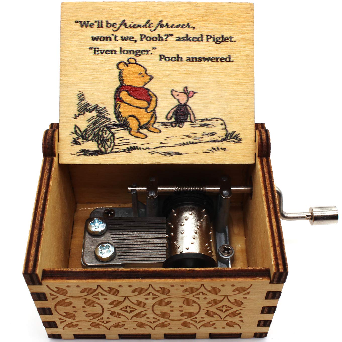 ukebobo Wooden Music Box - The Pooh Saying Music Box, Gift for Friend, Cousins, BFF, New Year's Gifts- 1 Set