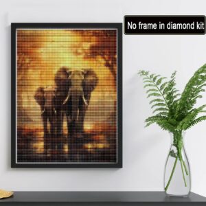 Reofrey DIY Diamond Art Painting Kits for Adults Elephant, Diamond Art Animal Full Drill Round Rhinestone Diamond Art Painting Accessories, Cross Stitch Embroidery for Crafts (30x40 cm/ 12x16 inch)