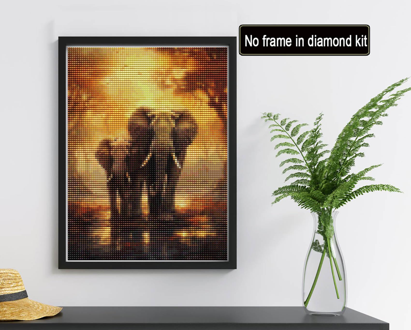 Reofrey DIY Diamond Art Painting Kits for Adults Elephant, Diamond Art Animal Full Drill Round Rhinestone Diamond Art Painting Accessories, Cross Stitch Embroidery for Crafts (30x40 cm/ 12x16 inch)