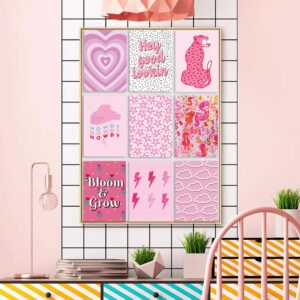 YZEASYPINK 120 Pcs Preppy Wall Collage Kit Aesthetic Pictures,Trendy Pink Photo Collage Kit,Preppy Room Decor Aesthetic,Preppy Things for Teen Girls,Cute Posters for posters for room aesthetic