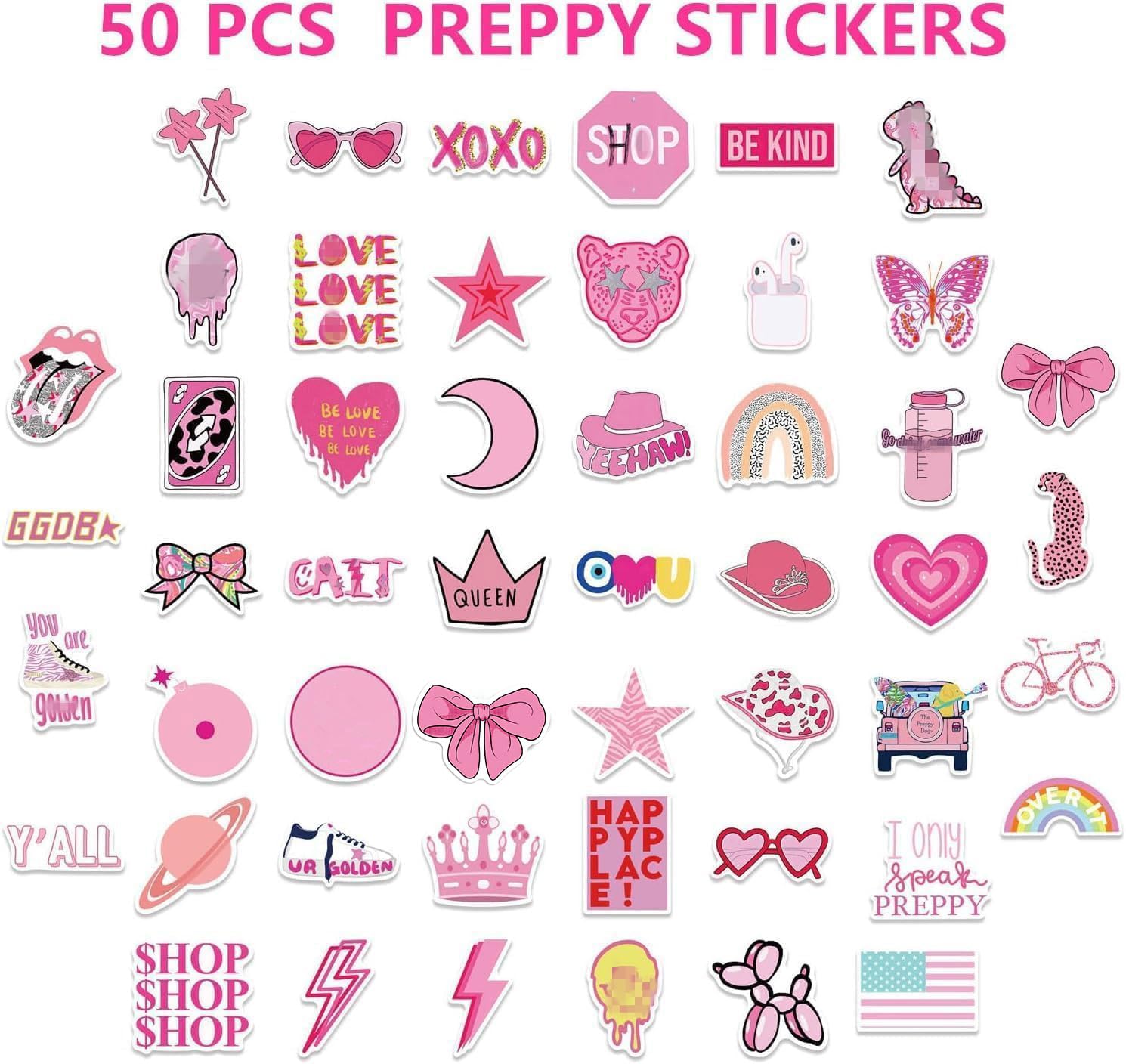 YZEASYPINK 120 Pcs Preppy Wall Collage Kit Aesthetic Pictures,Trendy Pink Photo Collage Kit,Preppy Room Decor Aesthetic,Preppy Things for Teen Girls,Cute Posters for posters for room aesthetic