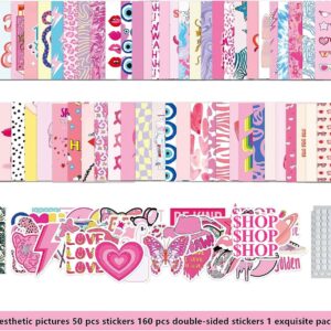 YZEASYPINK 120 Pcs Preppy Wall Collage Kit Aesthetic Pictures,Trendy Pink Photo Collage Kit,Preppy Room Decor Aesthetic,Preppy Things for Teen Girls,Cute Posters for posters for room aesthetic