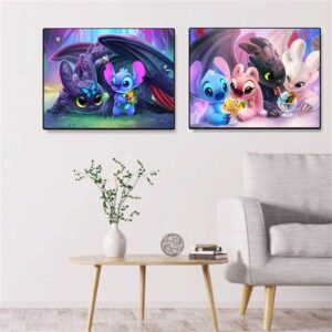 Clendo 2 Pack Stitch Diamond Painting Kits for Adults Beginner, 5D DIY Full Drill Diamond Dots Gem Art Paint with Round for Gifts Home Wall Decor(12x16 inch)