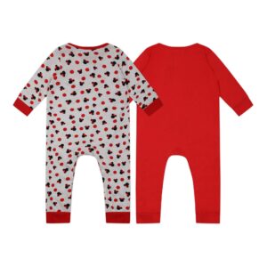 Disney Minnie Mouse Girls’ 2 Pack Long Sleeve Bodysuit Coverall for Newborn and Infant – Red/White