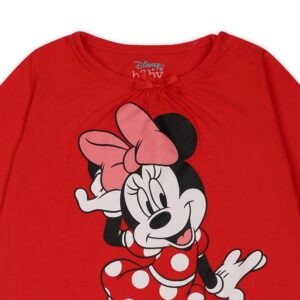 Disney Minnie Mouse Girls’ 2 Pack Long Sleeve Bodysuit Coverall for Newborn and Infant – Red/White