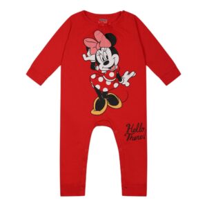 Disney Minnie Mouse Girls’ 2 Pack Long Sleeve Bodysuit Coverall for Newborn and Infant – Red/White