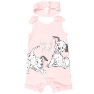 Disney Classics Patch Infant Baby Girls Romper and Headband Patch Pink 12 Months