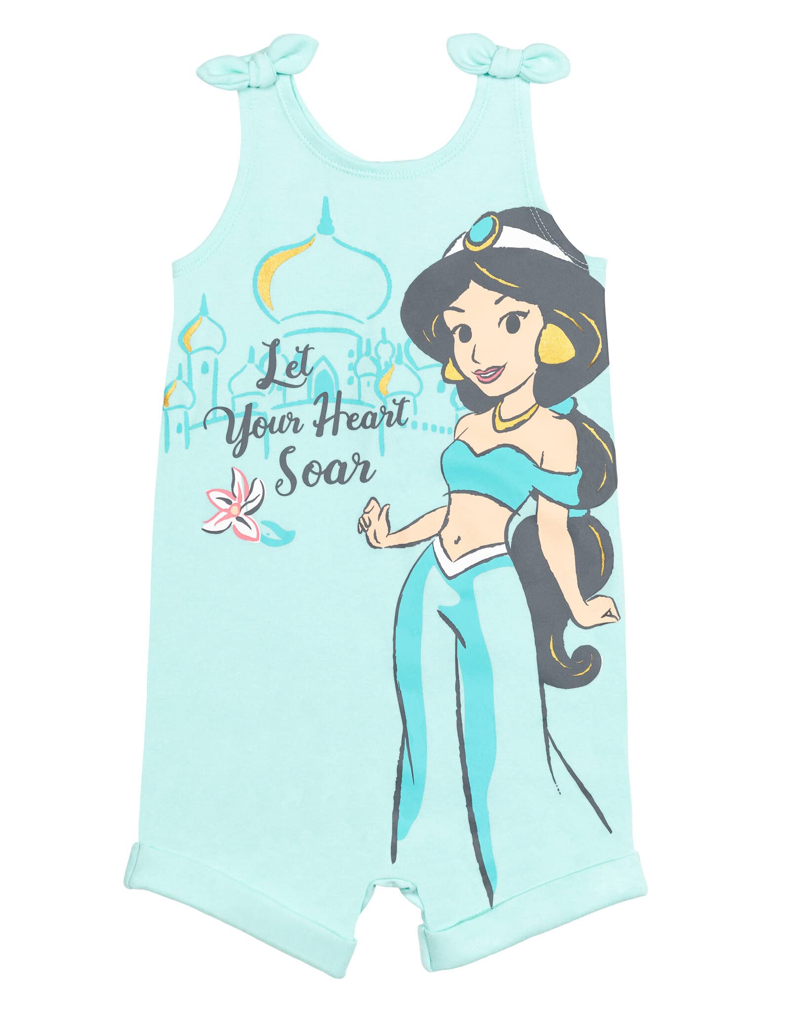 Disney Princess Jasmine Toddler Girls Romper and Headband Bow Set Blue 5T