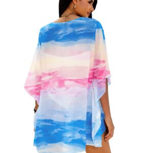 Ekouaer Tie-dye Women's Swimsuit Cover Ups Shirt V-Neck Bathing Suit Coverups Dress Bikini Beachwear