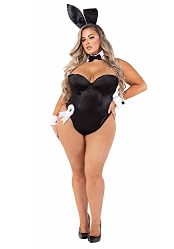 Women's Plus Black Playboy Bunny Costume 1X