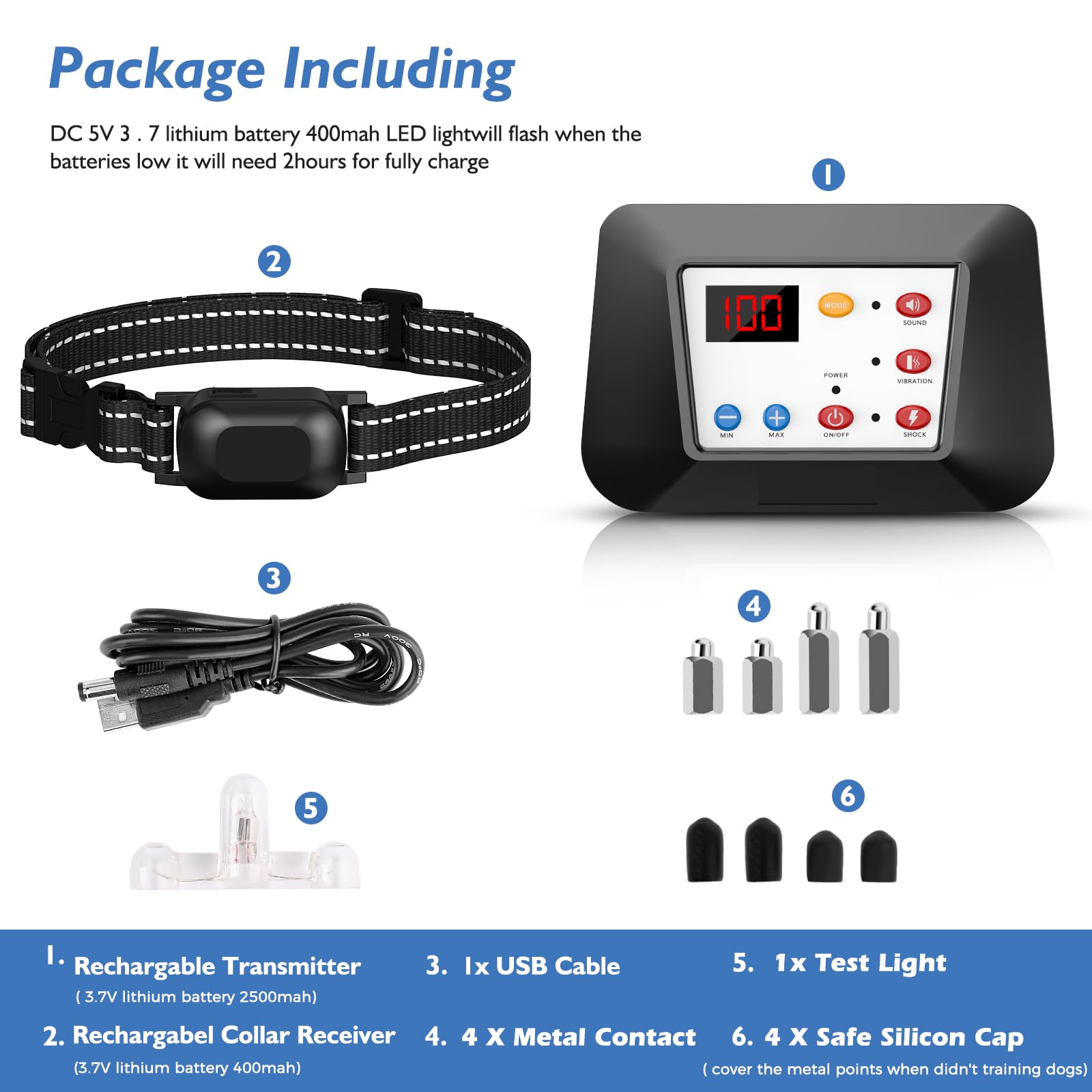 Wireless Dog Fence System, Electric Dog Fence for 2 Dogs & Remote Trainer, Portable Dog Perimeter Fence Wireless, Adjustable Pet Training Collar Receiver for The Yard, Harmless for Medium Large Dogs