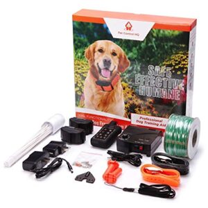 Wireless Dog Fence System - Dog Fence Electric Shock Collar Training with Remote - Pet Containment System with Fence Wire Underground Perimeter - 2 Bark Collar Included