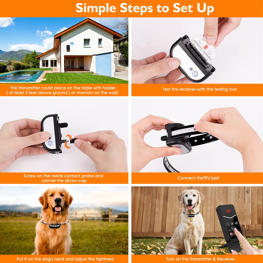 Wireless Dog Fence System for 2 Dogs, 2023 Wireless Fence & Remote Training Collar, Portable Electric Dog Boundary System, Rechargeable Garden Wireless Fence & Suitable for Puppy Small Large Dogs