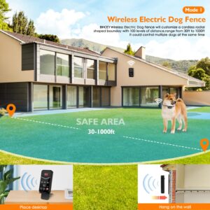 Wireless Dog Fence System for 2 Dogs, 2023 Wireless Fence & Remote Training Collar, Portable Electric Dog Boundary System, Rechargeable Garden Wireless Fence & Suitable for Puppy Small Large Dogs